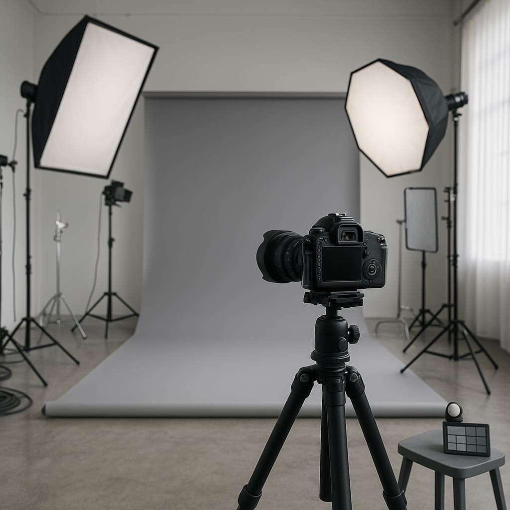 Modernes Fotostudio mit Beleuchtungssetup